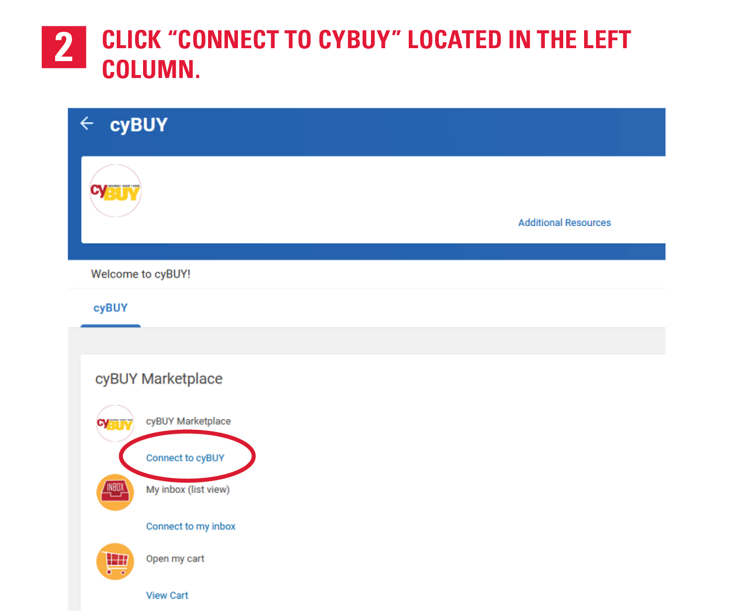 2. Click "Connect to cyBUY" located in the left column.